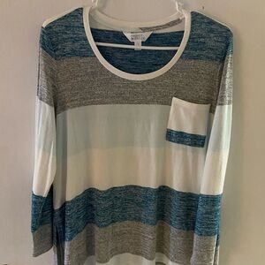 Market & Spruce Blue and Gray Striped Sweater
